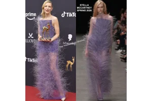 Cate Blanchett Stuns in Whimsical Feather Dress at 56