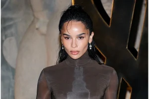 Zoë Kravitz Stuns in Sheer Mesh at Paris Fashion Week